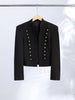 Women's Cropped Military-Style Blazer with Cord Braid Trim and Gold Buttons