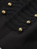 Women's Cropped Military-Style Blazer with Cord Braid Trim and Gold Buttons