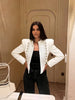 Women's Cropped Military-Style Blazer with Cord Braid Trim and Gold Buttons