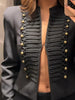 Women's Cropped Military-Style Blazer with Cord Braid Trim and Gold Buttons