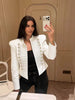 Women's Cropped Military-Style Blazer with Cord Braid Trim and Gold Buttons