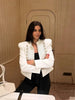 Women's Cropped Military-Style Blazer with Cord Braid Trim and Gold Buttons