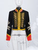 Women's Cropped Military-Style Blazer with Cord Braid Trim and Gold Buttons