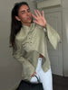 Women's Asymmetrical Blazer with Side Buttons and Ruffle Detail