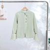 Women's Asymmetrical Blazer with Side Buttons and Ruffle Detail