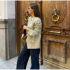 Women's Asymmetrical Blazer with Side Buttons and Ruffle Detail