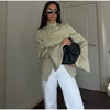 Women's Asymmetrical Blazer with Side Buttons and Ruffle Detail