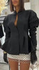 Women's V-Neck Blazer with a Pleated Waist and Lace-Up Detail in Multiple Colors