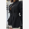 Women's V-Neck Blazer with a Pleated Waist and Lace-Up Detail in Multiple Colors