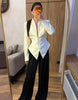 Women's V-Neck Blazer with a Pleated Waist and Lace-Up Detail in Multiple Colors