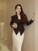Women's V-Neck Blazer with a Pleated Waist and Lace-Up Detail in Multiple Colors
