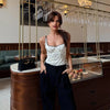 Women's V-Neck Blazer with a Pleated Waist and Lace-Up Detail in Multiple Colors