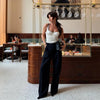 Women's V-Neck Blazer with a Pleated Waist and Lace-Up Detail in Multiple Colors
