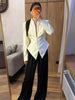 Women's V-Neck Blazer with a Pleated Waist and Lace-Up Detail in Multiple Colors