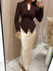Women's V-Neck Blazer with a Pleated Waist and Lace-Up Detail in Multiple Colors