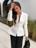 Women's Stand-Collar Blazer with Lace Patchwork and Long Sleeves in Green Brown or White