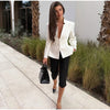 Women's Stand-Collar Blazer with Lace Patchwork and Long Sleeves in Green Brown or White