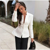 Women's Stand-Collar Blazer with Lace Patchwork and Long Sleeves in Green Brown or White