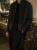Women's Cropped Napoleon Blazer with a Stand Collar and Pleated Panels