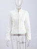 Women's Cropped Napoleon Blazer with a Stand Collar and Pleated Panels