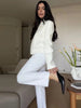 Women's Cropped Napoleon Blazer with a Stand Collar and Pleated Panels