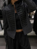 Women's Cropped Napoleon Blazer with a Stand Collar and Pleated Panels