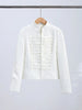 Women's Cropped Napoleon Blazer with a Stand Collar and Pleated Panels
