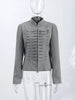 Women's Cropped Napoleon Blazer with a Stand Collar and Pleated Panels