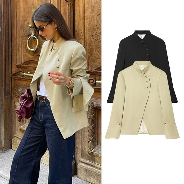 Women's Spring Blazer Jacket with a Relaxed Fit in Light Green or Black