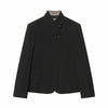 Women's Black Stand-Collar Blazer with a Button Front and Long Sleeves