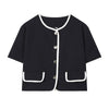 Women's Cropped Short-Sleeve Blazer with a Button Front