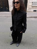 Women's Black Blazer with Chinese-Style Button Details