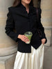 Women's Black Blazer with Chinese-Style Button Details