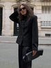 Women's Black Blazer with Chinese-Style Button Details