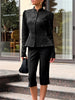 Women's SINGREINY Jacquard Senior Blazer Autumn Stand Neck Full Sleeve Single Breast French Retro Office Slim Outerwear