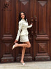 Women's SINGREINY Jacquard Senior Blazer Autumn Stand Neck Full Sleeve Single Breast French Retro Office Slim Outerwear
