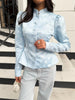 Women's SINGREINY Jacquard Senior Blazer Autumn Stand Neck Full Sleeve Single Breast French Retro Office Slim Outerwear