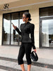 Women's SINGREINY Jacquard Senior Blazer Autumn Stand Neck Full Sleeve Single Breast French Retro Office Slim Outerwear