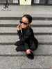 Women's SINGREINY Jacquard Senior Blazer Autumn Stand Neck Full Sleeve Single Breast French Retro Office Slim Outerwear