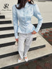 Women's SINGREINY Jacquard Senior Blazer Autumn Stand Neck Full Sleeve Single Breast French Retro Office Slim Outerwear
