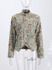 Women's Floral-Jacquard Cropped Blazer with a Mandarin Collar and Patch Pockets