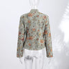 Women's Floral-Jacquard Cropped Blazer with a Mandarin Collar and Patch Pockets