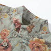 Women's Floral-Jacquard Cropped Blazer with a Mandarin Collar and Patch Pockets