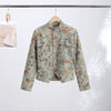 Women's Floral-Jacquard Cropped Blazer with a Mandarin Collar and Patch Pockets