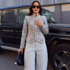 Women's Floral-Jacquard Cropped Blazer with a Mandarin Collar and Patch Pockets