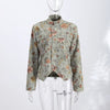 Women's Floral-Jacquard Cropped Blazer with a Mandarin Collar and Patch Pockets