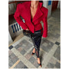 Women's Cropped Red Blazer with Shoulder Pads and a Double-Breasted Front