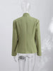 Women's Olive Green Striped Blazer with a Sculpted Waist and Asymmetric Hem