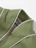 Women's Olive Green Striped Blazer with a Sculpted Waist and Asymmetric Hem