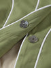 Women's Olive Green Striped Blazer with a Sculpted Waist and Asymmetric Hem